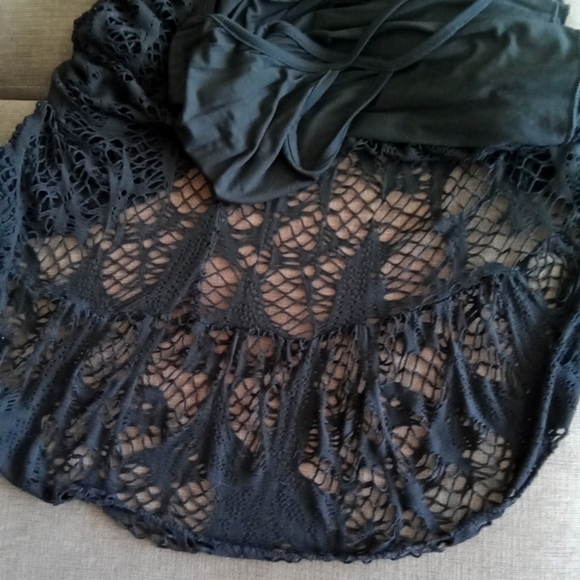 Goth Black Mesh Hi Lo Tunic Top XL - Picture 9 of 12